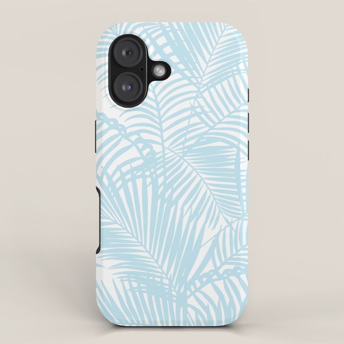 Pastel blue modern simple tropical palm tree iPhone Case Gallery Image 1