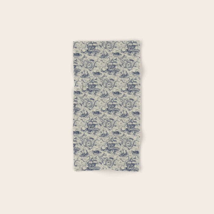 Mythical Sea Creatures Toile de Jouy Bath Towel Gallery Image 1