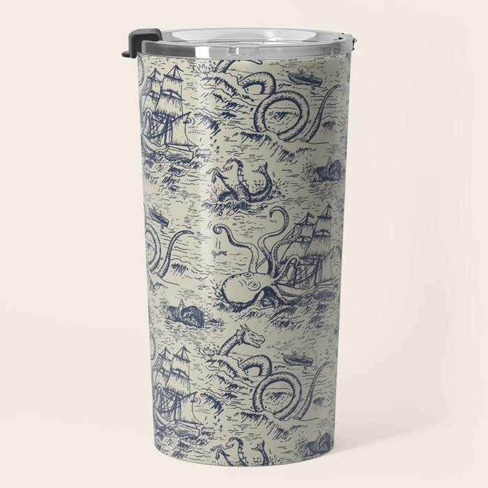 Mythical Sea Creatures Toile de Jouy Travel Mug Gallery Image 3