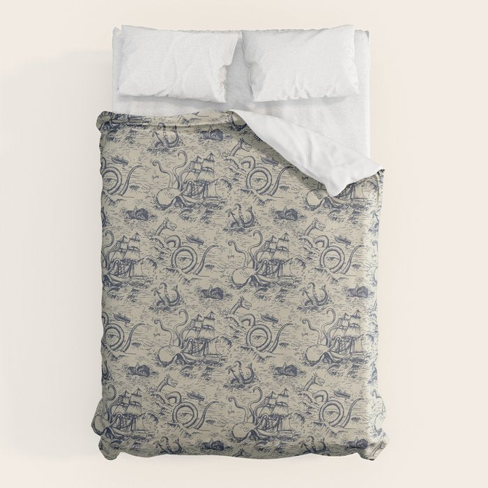 Mythical Sea Creatures Toile de Jouy Duvet Cover Gallery Image 6