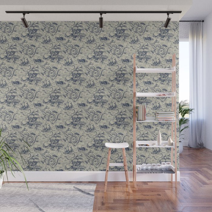 Mythical Sea Creatures Toile de Jouy Wall Mural Gallery Image 1