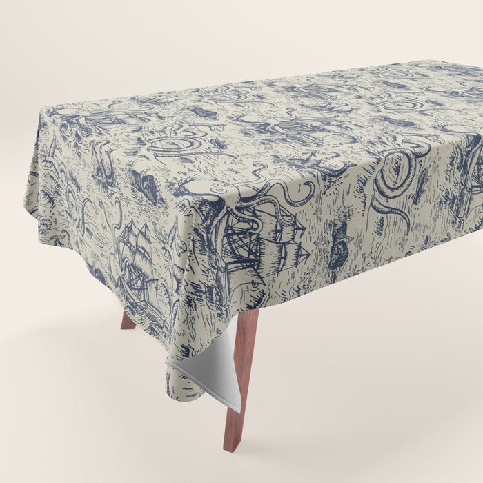 Mythical Sea Creatures Toile de Jouy Tablecloth Gallery Image 1
