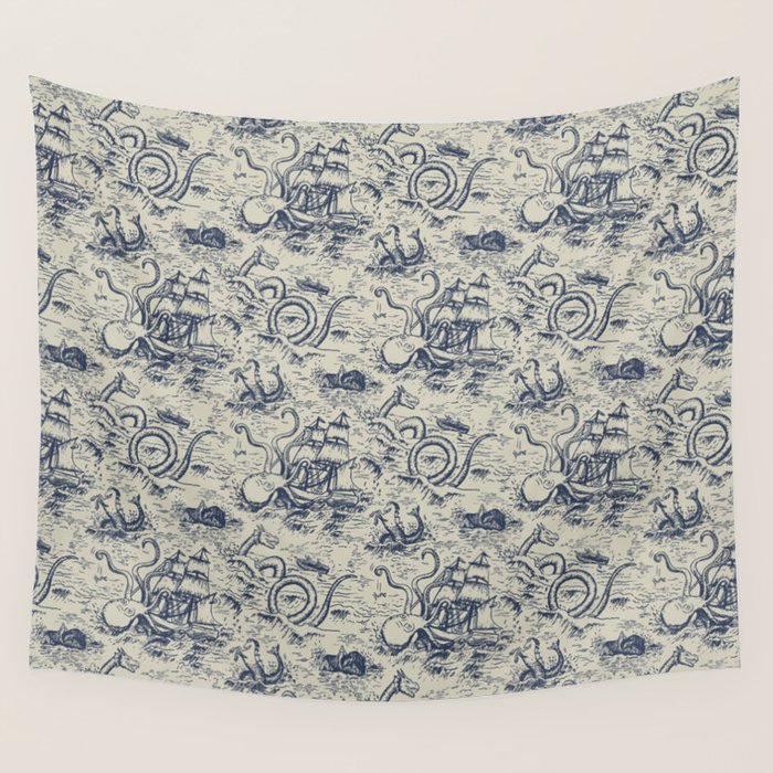 Mythical Sea Creatures Toile de Jouy Wall Tapestry Gallery Image 4