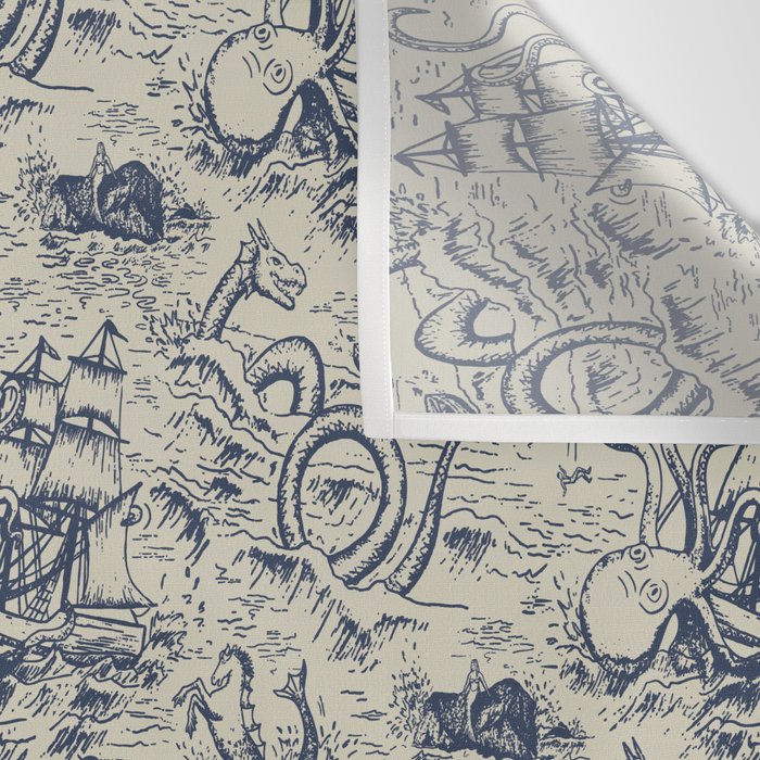 Mythical Sea Creatures Toile de Jouy Wall Tapestry Gallery Image 3