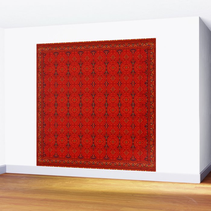 Red Oriental Heritage Bohemian Traditional Moroccan Style Wall Mural Gallery Image 2