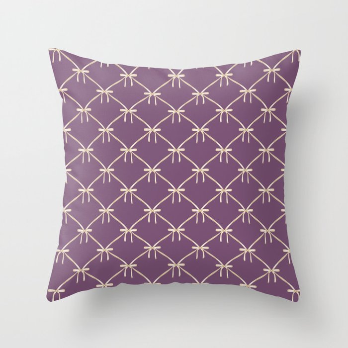 Bows & Ribbons Pattern XXXVI Lavender Purple Throw Pillow Gallery Image 1