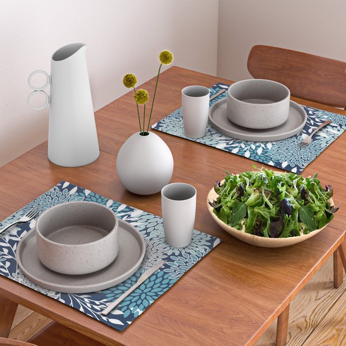 Garden Florals, Navy, Blue, Teal Placemat Gallery Image 2