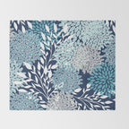 Garden Florals, Navy, Blue, Teal Throw Blanket Gallery Image 2