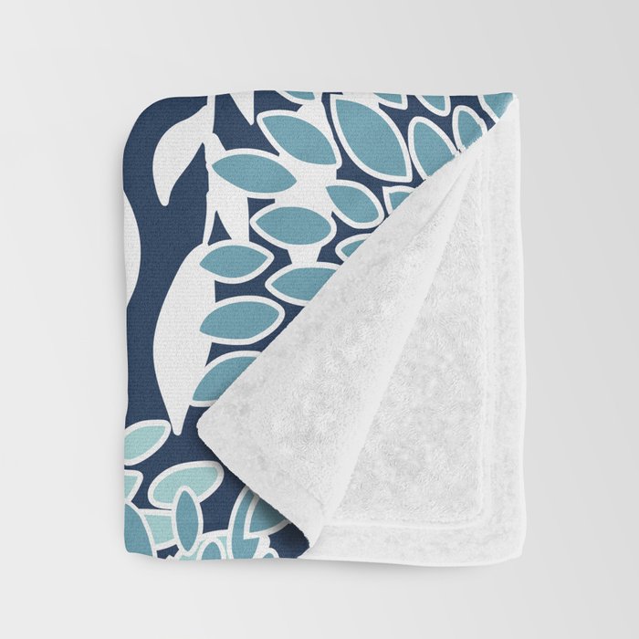 Garden Florals, Navy, Blue, Teal Throw Blanket Gallery Image 3