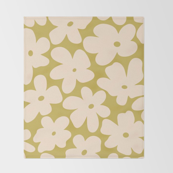 Yellow and Cream - 70's Daisy Throw Blanket Gallery Image 2