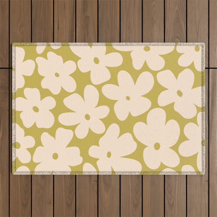 Yellow and Cream - 70's Daisy Outdoor Rug Gallery Image 1