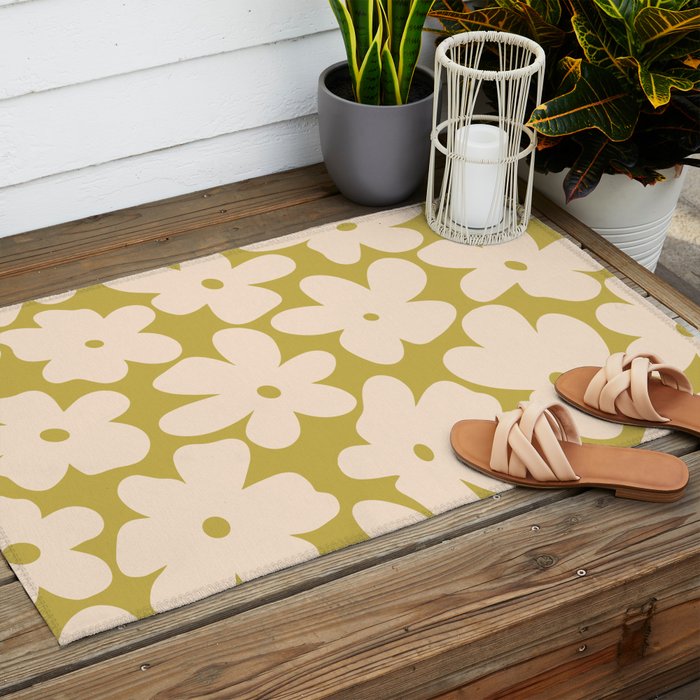 Yellow and Cream - 70's Daisy Outdoor Rug Gallery Image 2