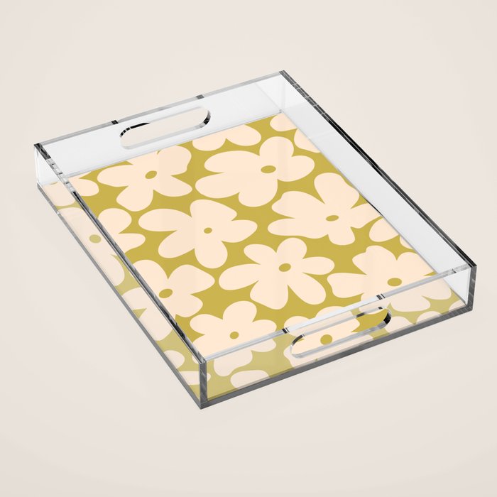Yellow and Cream - 70's Daisy Acrylic Tray Gallery Image 1