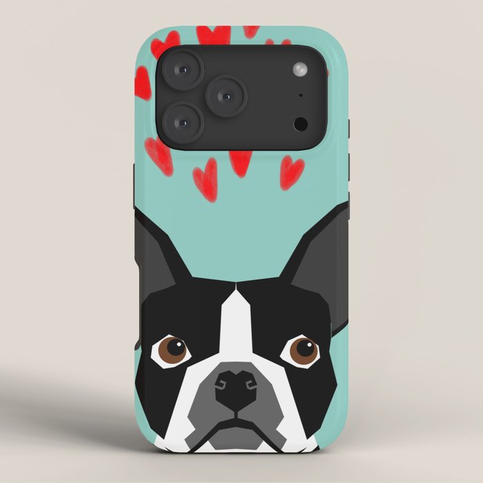 Boston Terrier - Hearts, Cute Funny Dog Cute Valentines Dog, Pet, Cute, Animal, Dog Love,  iPhone Case Gallery Image 3