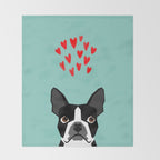 Boston Terrier - Hearts, Cute Funny Dog Cute Valentines Dog, Pet, Cute, Animal, Dog Love,  Throw Blanket Gallery Image 2