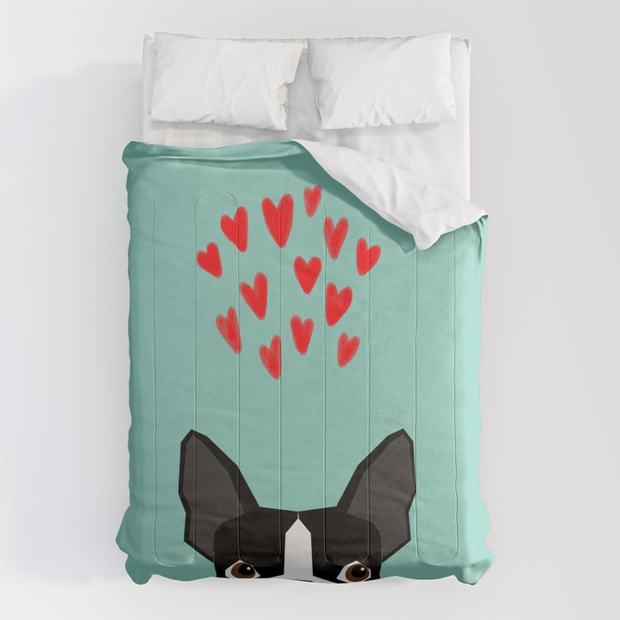 Boston Terrier - Hearts, Cute Funny Dog Cute Valentines Dog, Pet, Cute, Animal, Dog Love,  Comforter Gallery Image 6