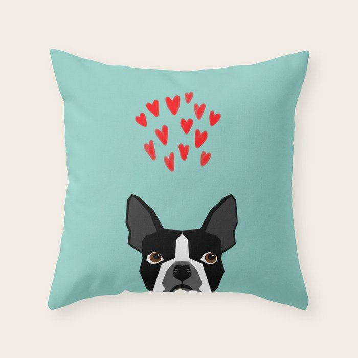 Boston Terrier - Hearts, Cute Funny Dog Cute Valentines Dog, Pet, Cute, Animal, Dog Love,  Throw Pillow Gallery Image 6
