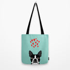 Boston Terrier - Hearts, Cute Funny Dog Cute Valentines Dog, Pet, Cute, Animal, Dog Love,  Tote Bag Gallery Image 2