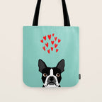 Boston Terrier - Hearts, Cute Funny Dog Cute Valentines Dog, Pet, Cute, Animal, Dog Love,  Tote Bag Gallery Image 1