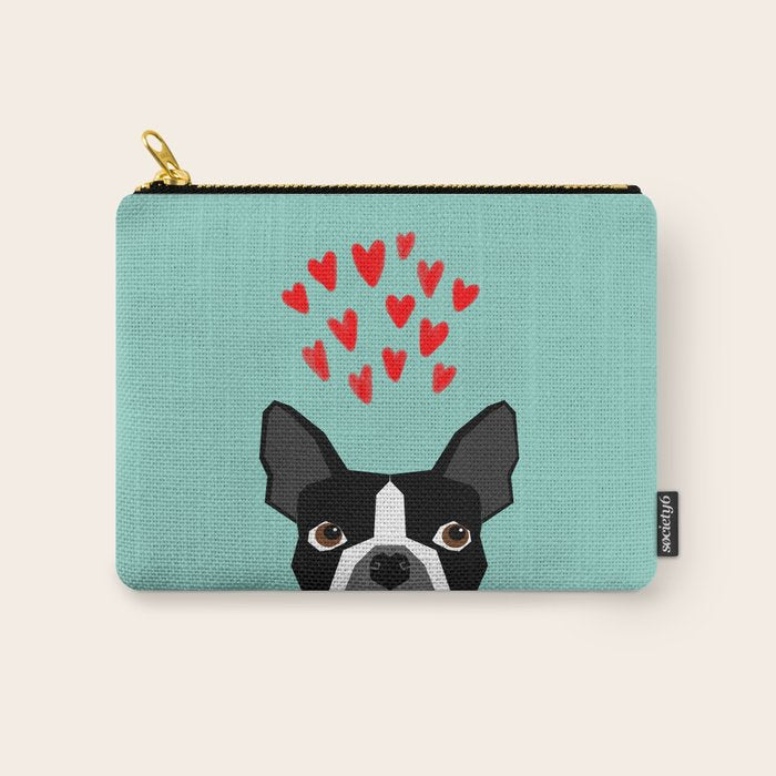 Boston Terrier - Hearts, Cute Funny Dog Cute Valentines Dog, Pet, Cute, Animal, Dog Love,  Carry All Pouch Gallery Image 1