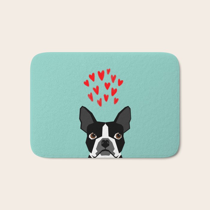 Boston Terrier - Hearts, Cute Funny Dog Cute Valentines Dog, Pet, Cute, Animal, Dog Love,  Bath Mat Gallery Image 1