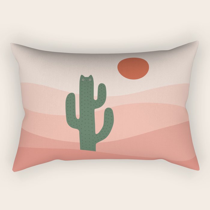 Cat Landscape 84: Cat-tus Rectangular Pillow Gallery Image 1