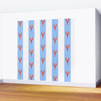Red Lobsters On Hand-Painted Bright Blue Stripes Wall Mural Gallery Image 2