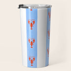 Red Lobsters On Hand-Painted Bright Blue Stripes Travel Mug Gallery Image 3