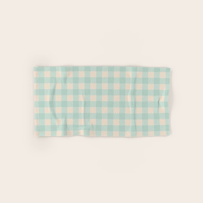 Retro Green Blue Gingham Bath Towel Gallery Image 1