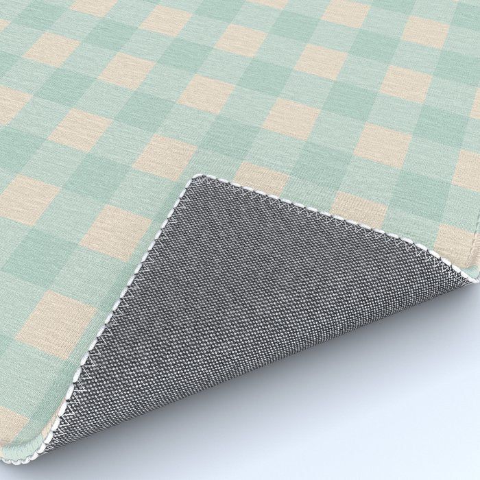 Retro Green Blue Gingham Rug Gallery Image 4