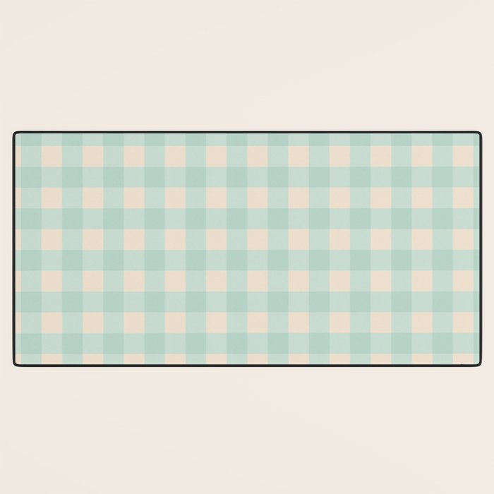Retro Green Blue Gingham Desk Mat Gallery Image 3