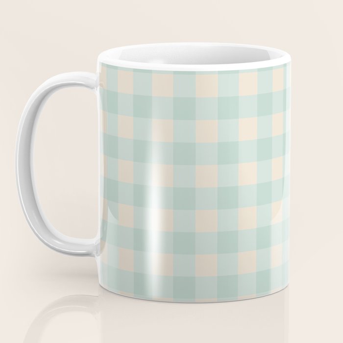 Retro Green Blue Gingham Coffee Mug Gallery Image 3