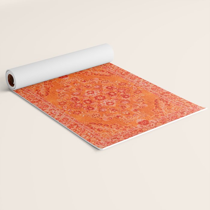Orange Bohemian Oriental Heritage Traditional Vintage Moroccan Style Yoga Mat Gallery Image 2