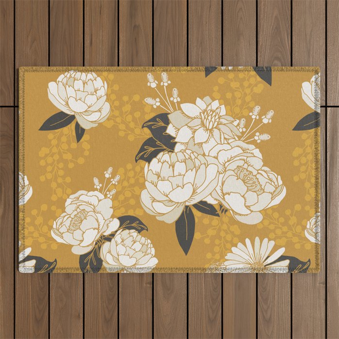 Glam Florals - Gold Outdoor Rug Gallery Image 1