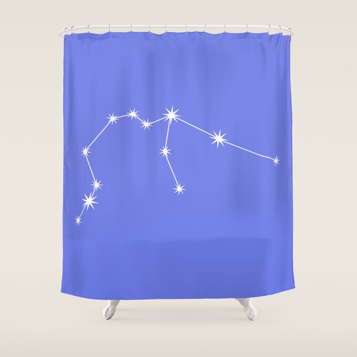 Aquarius Zodiac Star Constellation Line Art Periwinkle Purple Shower Curtain Gallery Image 1