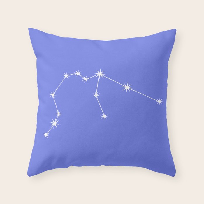 Aquarius Zodiac Star Constellation Line Art Periwinkle Purple Throw Pillow Gallery Image 1