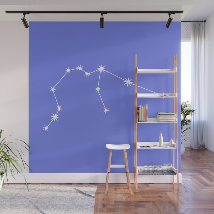 Aquarius Zodiac Star Constellation Line Art Periwinkle Purple Wall Mural Gallery Image 1