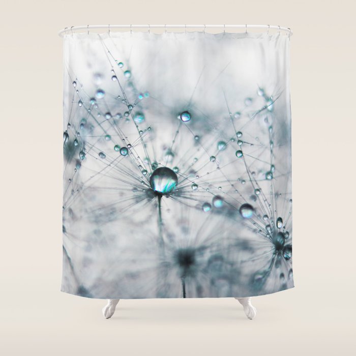 Dandelion Blue - Elegant Flower photography by Ingrid Beddoes Shower Curtain Gallery Image 1