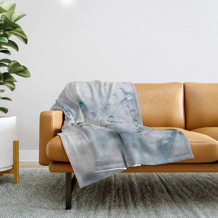 Dandelion Blue - Elegant Flower photography by Ingrid Beddoes Throw Blanket Gallery Image 1