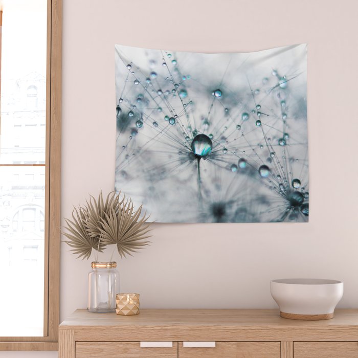 Dandelion Blue - Elegant Flower photography by Ingrid Beddoes Wall Tapestry Gallery Image 2