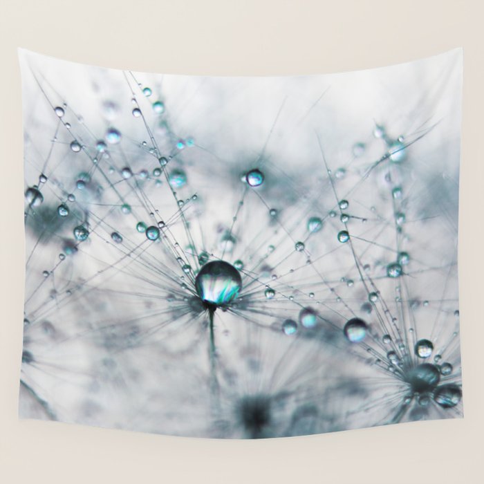 Dandelion Blue - Elegant Flower photography by Ingrid Beddoes Wall Tapestry Gallery Image 1