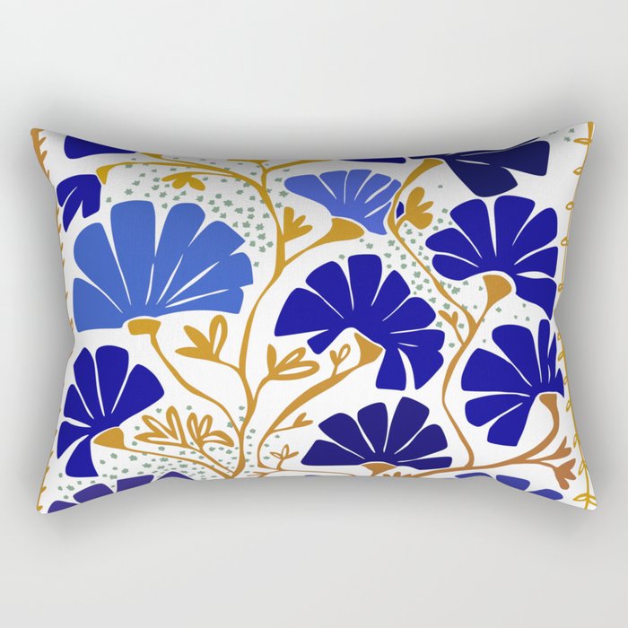 Klimts always blooming good mood bright blue Rectangular Pillow Gallery Image 1