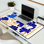 Klimts always blooming good mood bright blue Desk Mat Gallery Image 2