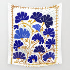 Klimts always blooming good mood bright blue Wall Tapestry Gallery Image 4