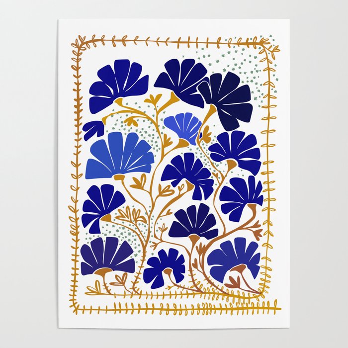 Klimts always blooming good mood bright blue Poster Gallery Image 1