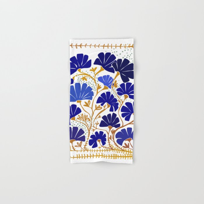 Klimts always blooming good mood bright blue Bath Towel Gallery Image 1