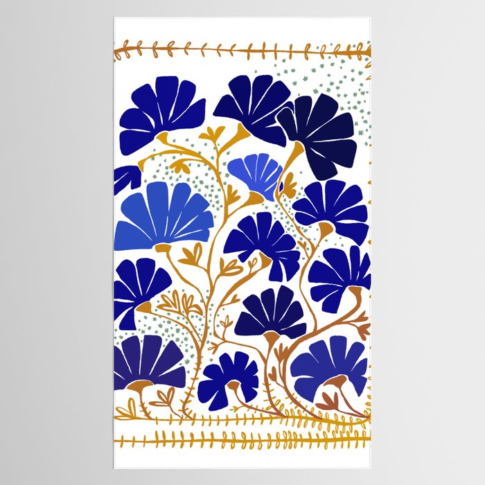Klimts always blooming good mood bright blue Tablecloth Gallery Image 2