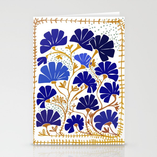 Klimts always blooming good mood bright blue Stationery Card Gallery Image 1