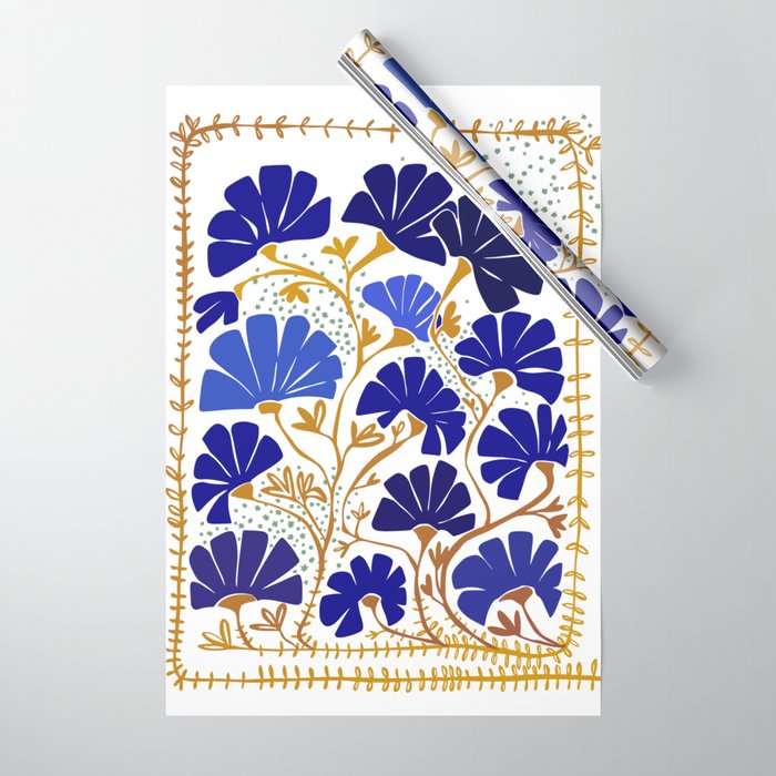 Klimts always blooming good mood bright blue Wrapping Paper Gallery Image 1