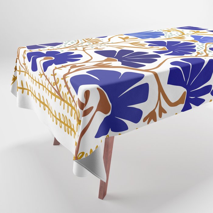 Klimts always blooming good mood bright blue Tablecloth Gallery Image 1
